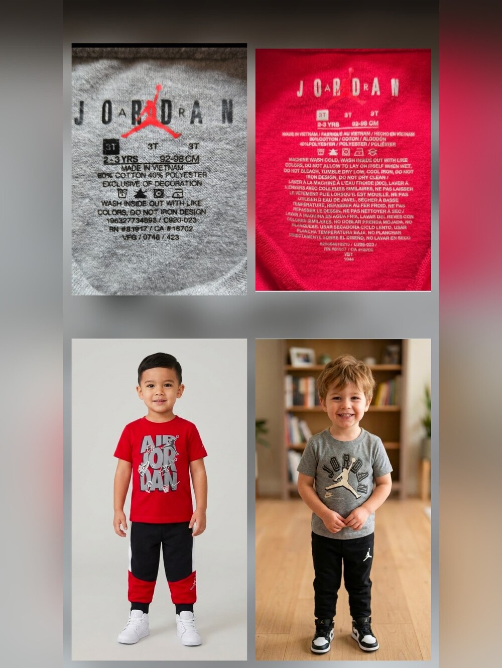 BUNDLE of 2 Sets Jordan Black Kids Sweatpants with White Jumpman Accent